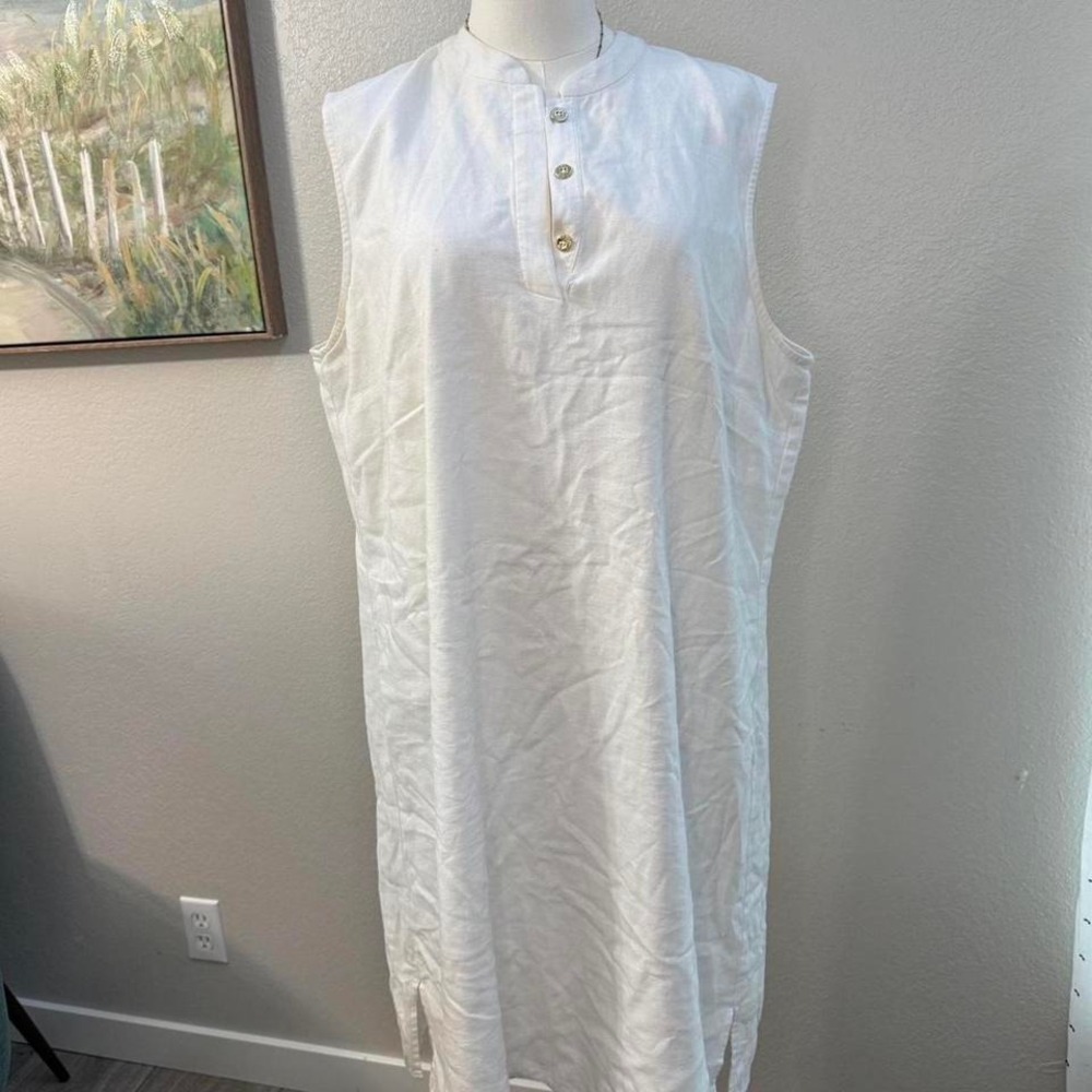 Anne Klein White Linen Blend Midi Dress‎ – Size XL